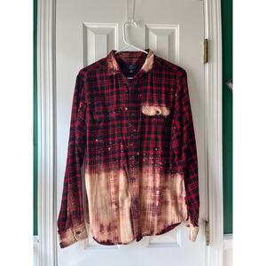 Bleached Flannel Shirts, Plaid Shirt, Upcycled one of a kind